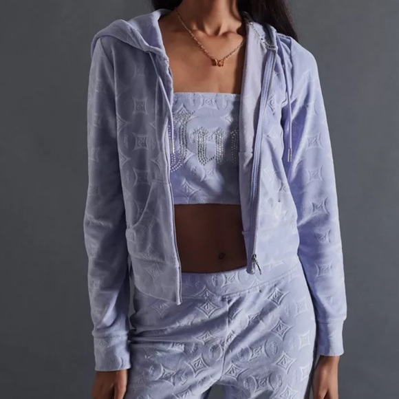Juicy Couture Lavender UO Exclusive Velour Printed Jacket - Picture 1 of 4